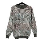 Kennington Vintage jumper sweater L Made in Italy Wool blend Gray geometric Mens