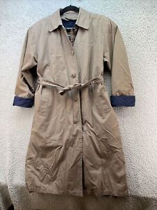 London Fog Trench Coat Womens 8 Petite Brown Removable Zipper Liner W/Belt