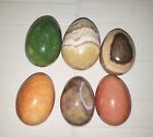 Lot Of 6 Assorted Genuine Alabaster Marble Stone Eggs
