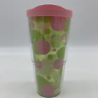 Tervis Tumbler Pink Green Polka Dot Bubbles Pink Lid 24 oz Double Wall Travel