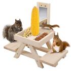 Adorable Squirrel Feeder Picnic Table Shaped with Mirror Corn Cob Holder and ...
