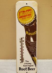 Vintage antique advertising thermometer .. MASON'S ROOT BEER .. Frosty Cold rare