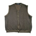 Brandini 100% Fine Merino Wool Men's XL Chocolate Brown Cardigan Sweater Vest