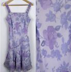 Vintage 90s Y2K Womens Chiffon Slip Floral Dress 12 Purple Watercolor Lined