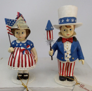 Bethany Lowe Patriotic 4th of July Boy & Girl Figurines