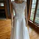 Ivory Sleeveless Empire Beaded Lace Satin Wedding Gown Bridal Dress Size 10