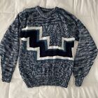 Kennington  Sweater Vintage Medium Blue Knit Long Sleeve Loose Oversized Fit
