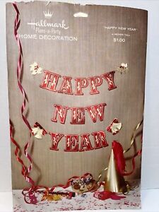 Vintage Hallmark Plans-a-Party Happy New Year Banner Garland Home Decoration NOS