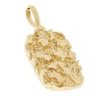 14k Yellow Gold Solid Chunky Rectangle Nugget Charm Pendant 1.2