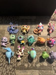 Littlest Pet Shop LPS Lot of 15 Mixed Authentic Pets(some Of Marker Stains)