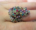 Frog Ring Rainbow STRETCH~Silver & Multi Color~STUNNING!!!!