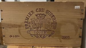 Château d’ Yquem Premiere Cru Sauternes Wooden Wine Crate 6 pack 2003 Vintage