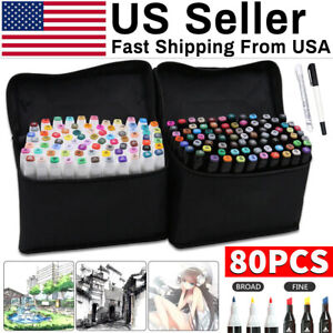 Markers 80 set Colors Graphic Drawing Painting Alcohol Art Dual Tip Sketch Pens