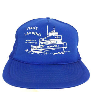 Vtg Virgs Landing CA Cap Bonanza Boat Logo Mesh Snap Back Trucker Baseball Hat