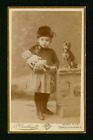 CDV Victorian-era Young German Girl Posing With A Doll And A Dog On Leash