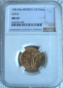 1981 Mo Mexico 1/4 oz Gold Libertad NGC MS-67