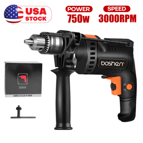 750W Electric Corded Hammer Drill Brushless Variable Speed 1/2