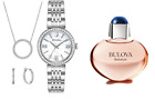 Bulova Women's Crystals Earrings Necklace Perfume Watch Set Silver 30mm 96X149