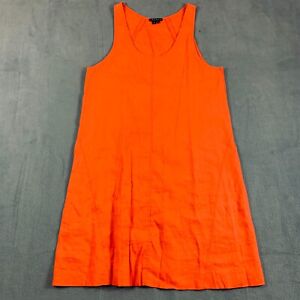 Theory Dress Womens 4 Linen Spandex Orange Scoop Neck Sleeveless Lightweight