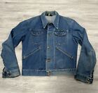 Vintage 80s Style Wrangler Blue Denim Button Up Jacket Made In USA Size S