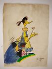 Dr. Suess Painting Drawing Vintage Sketch Paper Signed Stamped