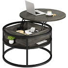 2 Tier Round Lift Top Coffee Table with Hidden Storage Compartment Home Office