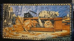Vintage Cat Tapestry, Velveteen, Hall Hanging