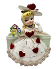 Vintage Relpo Valentine Girl Red Heart Planter Figurine Valentines Day