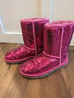 Ugg Boots Classic Short Hot Pink Raspberry Sequins Sparkles Womens Sz 7 w/ Box