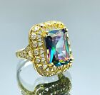 Women Simulated Mystic Topaz Stone 925 Sterling Silver Ring Handmade Gift Her