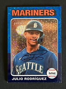 New Listing2024 Topps Heritage Blue Sparkle Refractor Julio Rodriguez Seattle Mariners
