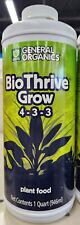 General Organics 32oz Bio Thrive Grow 4-3-3 New