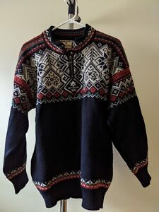 Dale Of Norway 100% wool sweater L 2002 Salt Lake Olympics Fair Isle 1/4 Zip