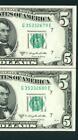 New Listing(( TWO CONSECUTIVE )) $5 1950 ((CU / GEM)) FEDERAL RESERVE NOTE CURRENCY