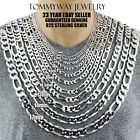 Guaranteed 925 Sterling Silver Figaro Chain Necklace Solid & Heavy Version Italy
