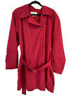 London Fog Red Trench Coat Belted Button Double Breasted Collar Mid Womens Large
