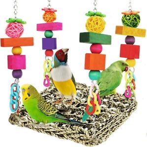 Bird Parakeet Cockatiel Parrot Toys Cage Hanging Bell Ladder Hammock Toy Lot