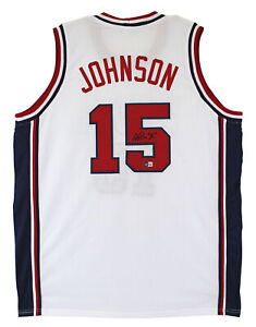 Magic Johnson Team USA Authentic Signed White Jersey Autographed BAS Witnessed