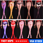 Women Thigh High Stockings with Garter Belt Oil Shiny Glossy Stocking Set