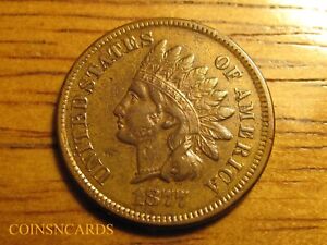 1877 1C Indian Head Cent Low Mintage Key Full LIBERTY Extra Fine Details Scarce!