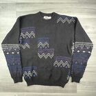 Vintage Piccadilly Line Men's Sweater Knit Pullover 100% Cotton USA Black L Tall