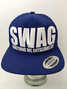 SWAG Hat Snapback Cap Something We Antillians Got Blue Large Letters EUC