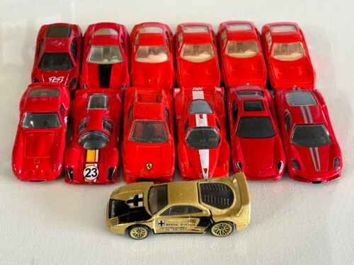 Hot Wheels Ferrari's RED/GOLD Diecast Cars 1/64 80's-Present Lot of 13 Preowned