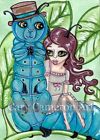 ACEO Original Painting Big Eye Fairy Caterpillar Fantasy Outsider art- C Cameron