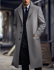 Men's Woolen Trench Coat French Business Overcoat Winter Warm Long Top Coat
