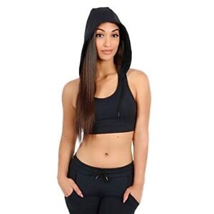 Womans Hooded Crop Top Sports Bra Activewear