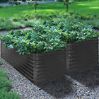 6x3x2ft Raised Garden Bed Kit Outdoor Large Metal Patio Planter Box w/ 2 Gloves