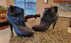 Women's Gray Black Leather Report Signature Norris Ankle Boots Heels 7.5 SEXY