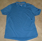 Blue Striped Adidas Golf Moisture Wicking Polo Shirt Men's 2XL XXL.