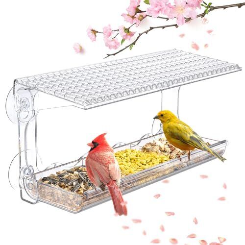 New ListingSUNALLY Window Bird Feeder for Outdoors Clear Bird Feeders Window Mounted wit...